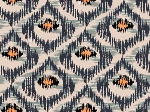 Vintage vector seamless pattern in ikat style. Stock Illustration