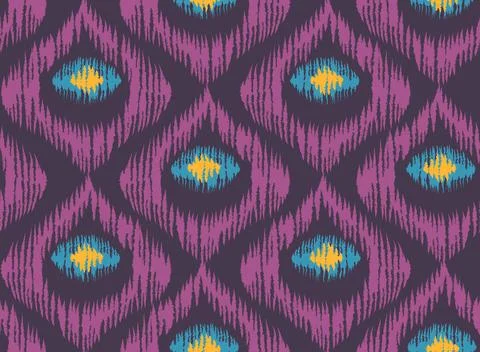 Vintage vector seamless pattern in ikat style. Stock Illustration