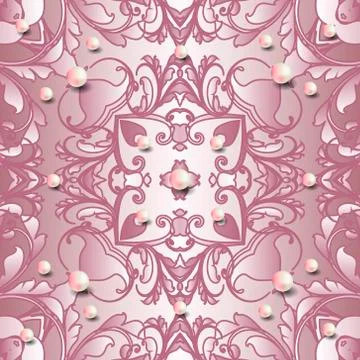 Vintage vector seamless pattern. Jewelry floral background. Repeat rose pink  Illustrazione stock