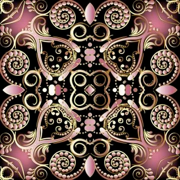Vintage vector seamless pattern. Old renaissance style floral background. Rep Stock Illustration