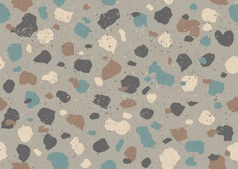 Vintage vector seamless terrazzo pattern in retro style. Retro colorful pat.. Stock Illustration