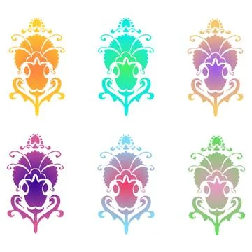 Vintage vector set. Colored design elements, ornament. Gradient fill, modern Illustrazione stock