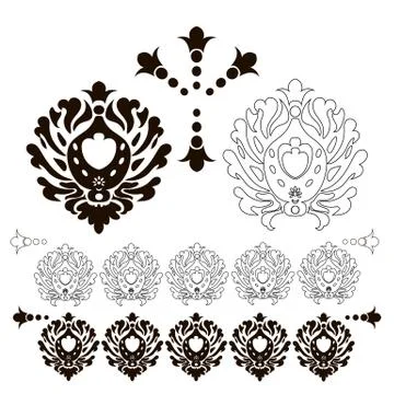 Vintage vector Set. Decorative design lace elements. Vector set of floral Stock Illustration