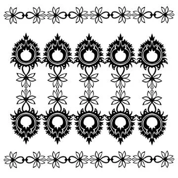Vintage vector Set. Decorative design lace elements. Vector set of floral orn Stock Illustration