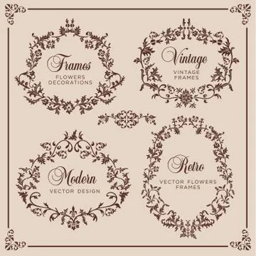 Vintage vector Set. Floral elements for design of monograms, invitations, fra Stock Illustration