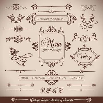 Vintage vector Set. Floral elements for design of monograms, invitations, fra Illustrazione stock