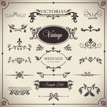 Vintage vector Set. Floral elements for design of monograms, invitations, fra Stock Illustration