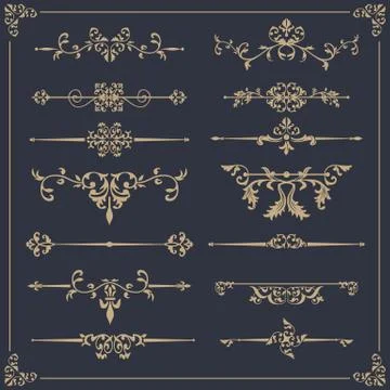 Vintage vector Set. Floral elements for design of monograms, invitations, fra Stock Illustration