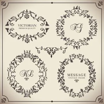 Vintage vector Set. Floral elements for design of monograms, invitations, fra 库存插图