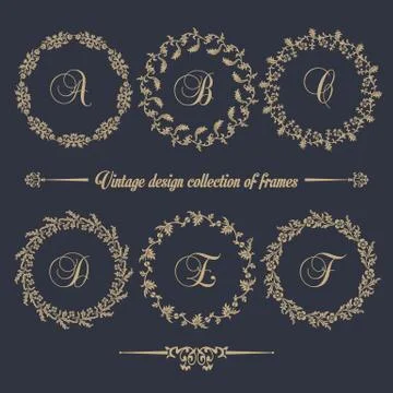 Vintage vector Set. Floral elements for design of monograms, invitations, fra Illustrazione stock
