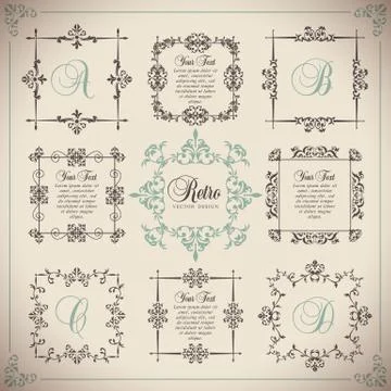 Vintage vector Set. Floral elements for design of monograms, invitations, fra Stock Illustration