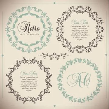 Vintage vector Set. Floral elements for design of monograms, invitations, fra Stock Illustration
