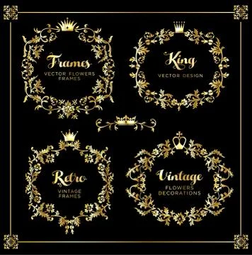 Vintage vector Set. Floral elements for design of monograms, invitations, fra Illustrazione stock