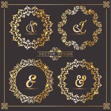 Vintage vector Set. Floral elements for design of monograms, invitations, fra 库存插图