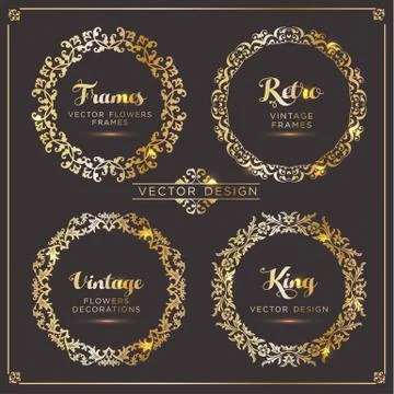 Vintage vector Set. Floral elements for design of monograms, invitations, fra Stock Illustration