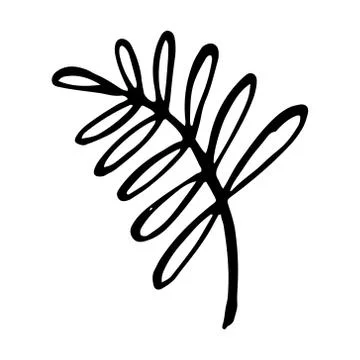 Vintage vector set of hand drawn tree branches with leaves and flowers. Sprin Stock Illustration