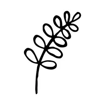 Vintage vector set of hand drawn tree branches with leaves and flowers. Sprin Stock Illustration