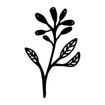 Vintage vector set of hand drawn tree branches with leaves and flowers. Sprin Stock Illustration