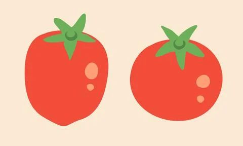 Vintage vector set illustration of red tomatoes in doodle style. Vector ico.. Illustrazione stock
