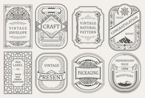 Vintage vector set retro cards. Template greeting card border or invitation Stock Illustration