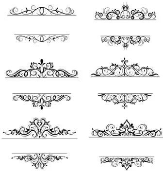 Vintage vector swirl frame set Stock Illustration
