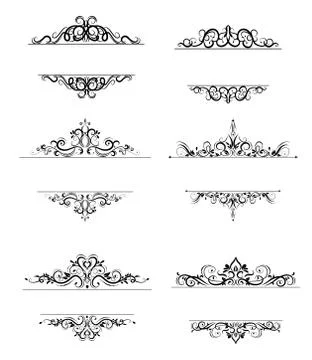 Vintage vector swirl frame set Stock Illustration
