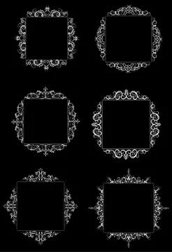 Vintage vector swirl frame set Illustrazione stock