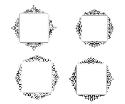 Vintage vector swirl frame set Stock Illustration