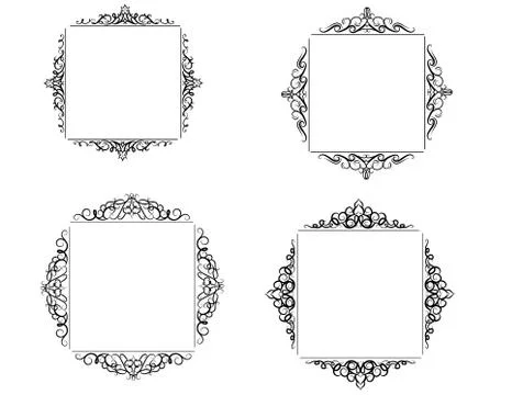 Vintage vector swirl frame set イラスト素材