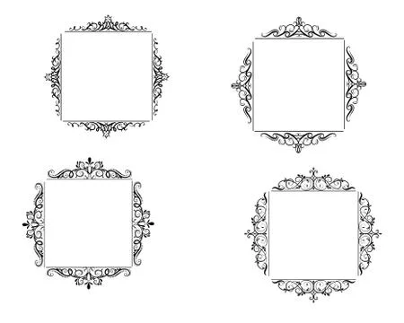 Vintage vector swirl frame set Stock Illustration