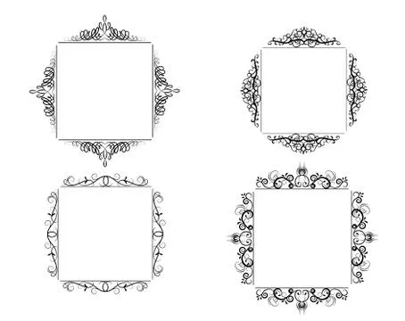 Vintage vector swirl frame set 스톡 일러스트
