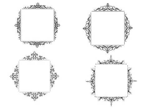 Vintage vector swirl frame set Illustrazione stock