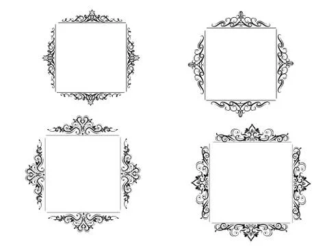 Vintage vector swirl frame set Stock Illustration