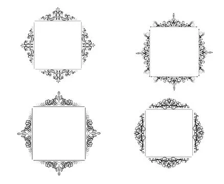Vintage vector swirl frame set Stock Illustration