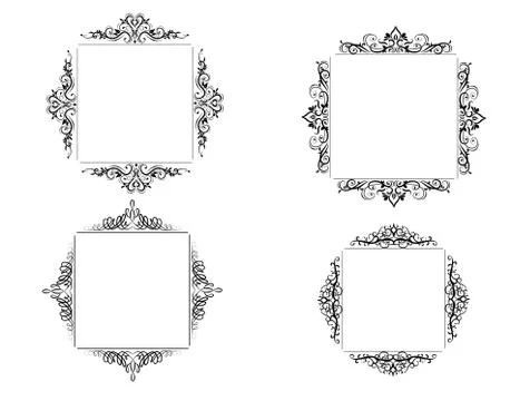 Vintage vector swirl frame set Illustrazione stock