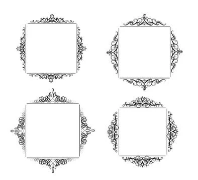 Vintage vector swirl frame set Stockillustratie