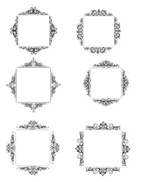 Vintage vector swirl frame set Stock Illustration