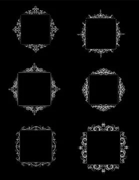 Vintage vector swirl frame set イラスト素材