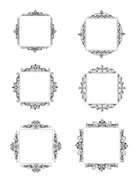Vintage vector swirl frame set Illustrazione stock