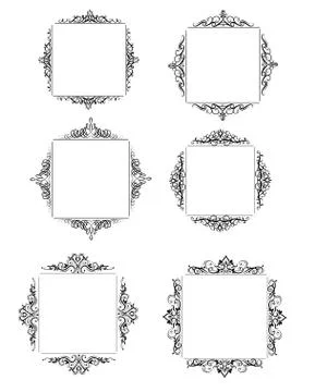 Vintage vector swirl frame set Illustrazione stock