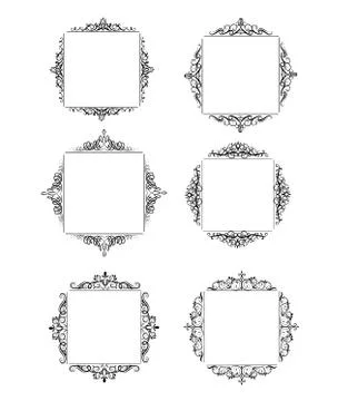 Vintage vector swirl frame set Stock Illustration