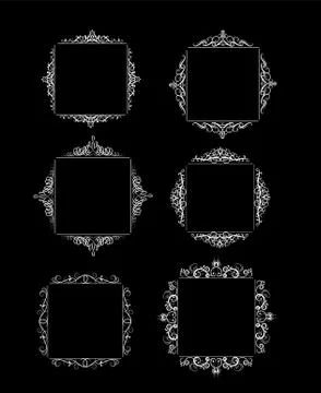 Vintage vector swirl frame set イラスト素材