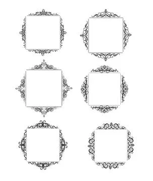Vintage vector swirl frame set Illustrazione stock