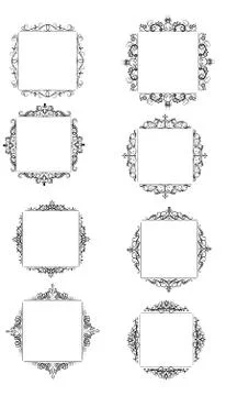 Vintage vector swirl frame set イラスト素材