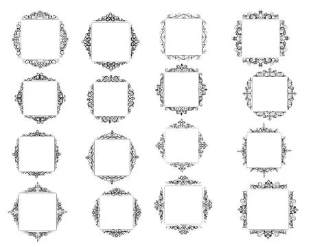 Vintage vector swirl frame set Illustrazione stock
