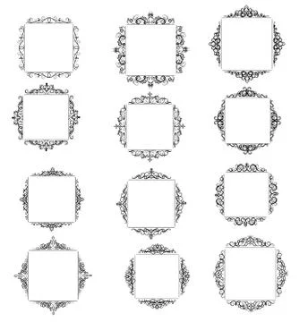 Vintage vector swirl frame set 스톡 일러스트