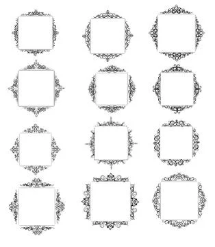 Vintage vector swirl frame set Illustrazione stock