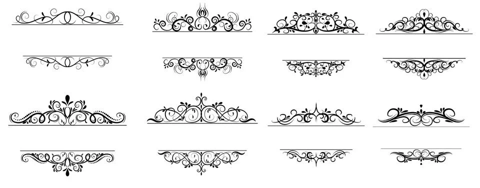 Vintage vector swirl frame set Stock Illustration