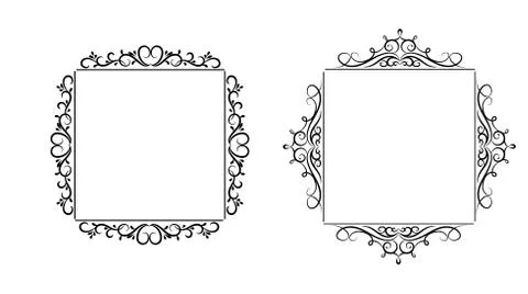 Vintage vector swirl frame set イラスト素材