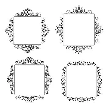 Vintage vector swirl frame set イラスト素材